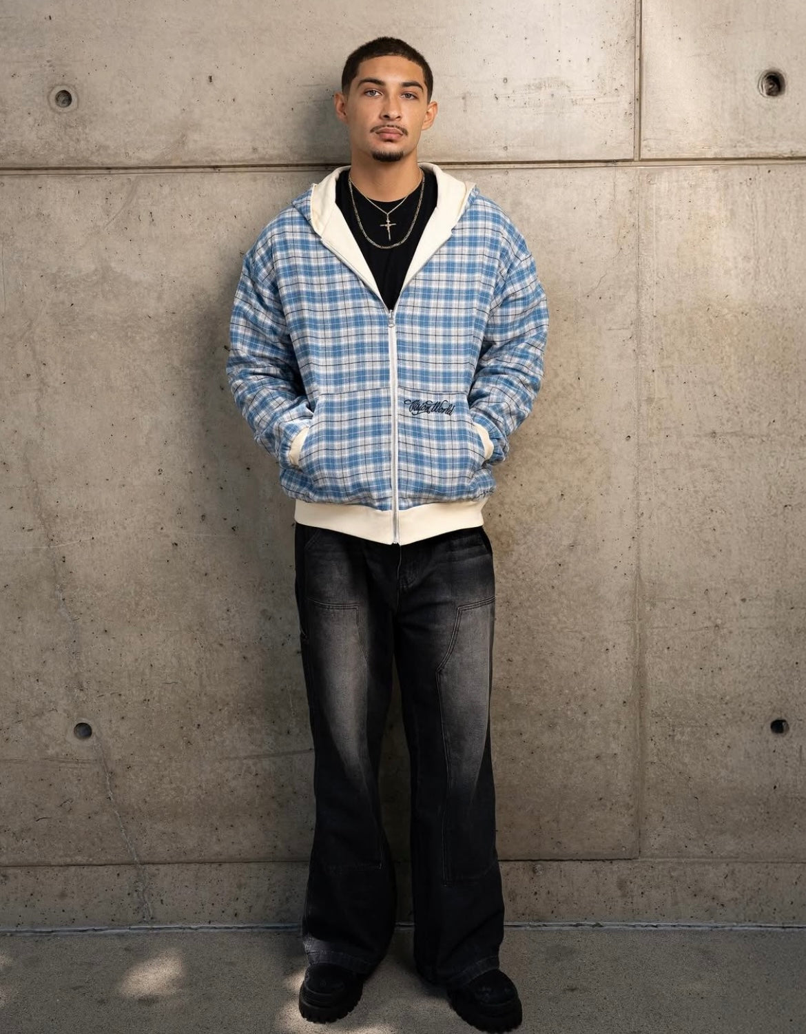 CREAM/BLUE 2-SIDED ZIPPER