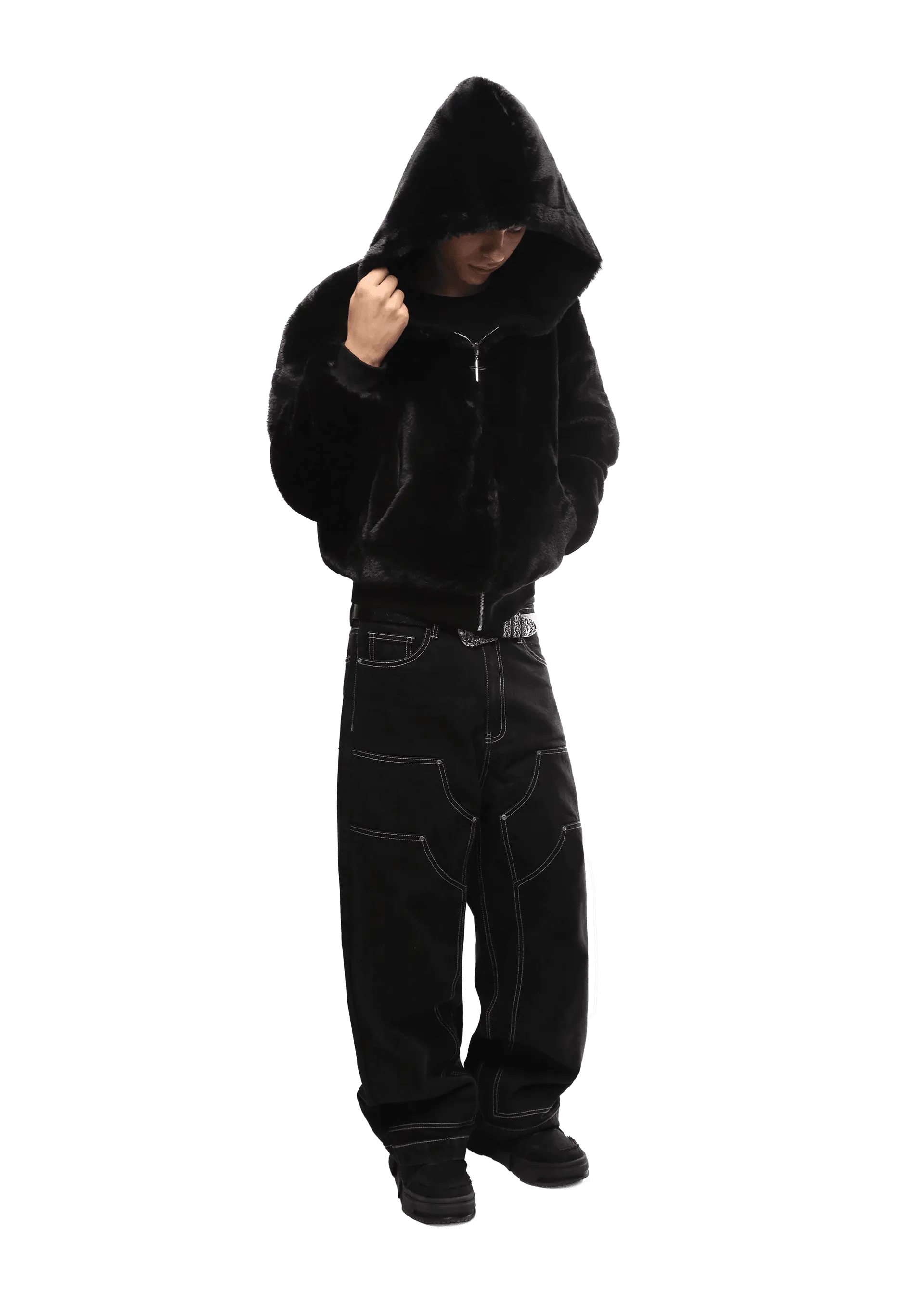 FUR/BLACK 2-SIDED ZIPPER