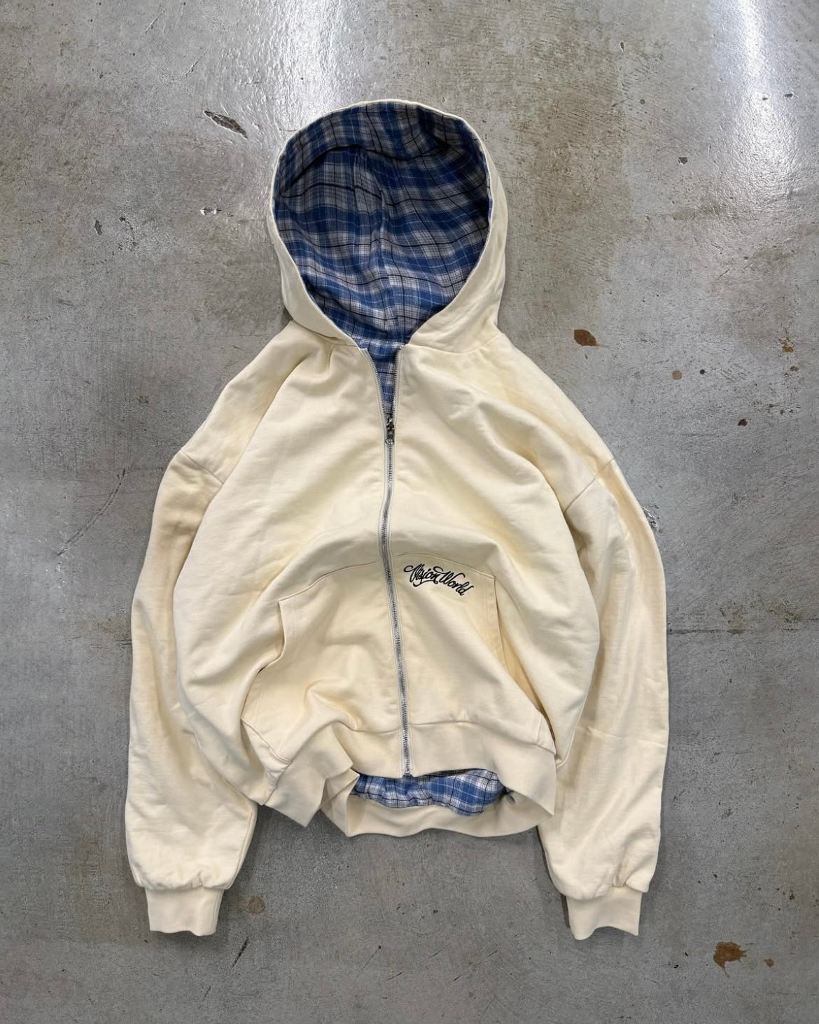 CREAM/BLUE 2-SIDED ZIPPER